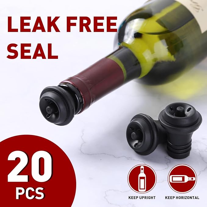 20 Pieces Wine Stoppers with Vacuum Pump Wine Preserver Vacuum Bottle Stopper - Image 4