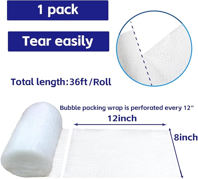 Bubble Cushioning Wrap Roll 8in x 36ft 1roll Bubble Cushion Packing Wrap - Image 2