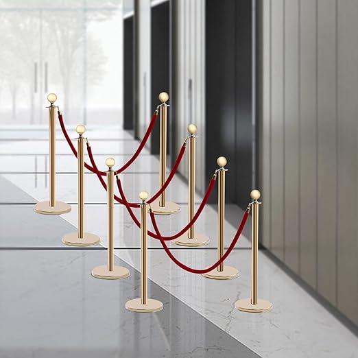 8 PCS Gold Stanchion Posts Queue, Crowd Control Stanchion - Image 3