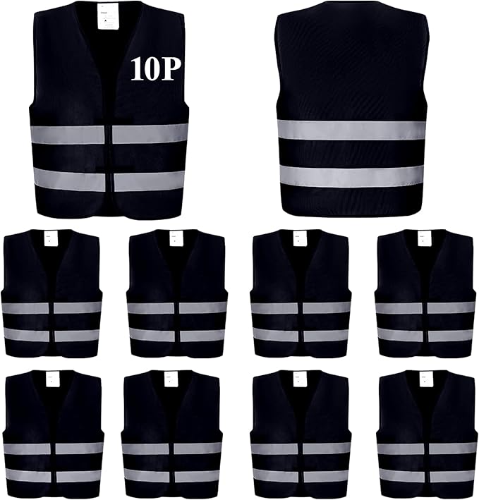 Black Safety Vests 10 Pack - Image 8