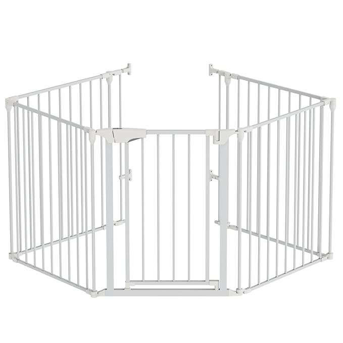 Bonnlo 120-Inch Wide Metal Baby Safety Fence/Play Yard Adjustable Fireplace by Bonnlo