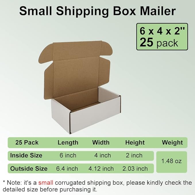 6x4x2'' Small Shipping Boxes 25 Pack, Mailing Packaging Supplies - Image 2