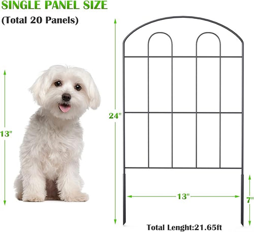 20 Pack Decorative Garden Fence Outdoor - 24in H x 22ft L Rust-Proof Coated - Image 2