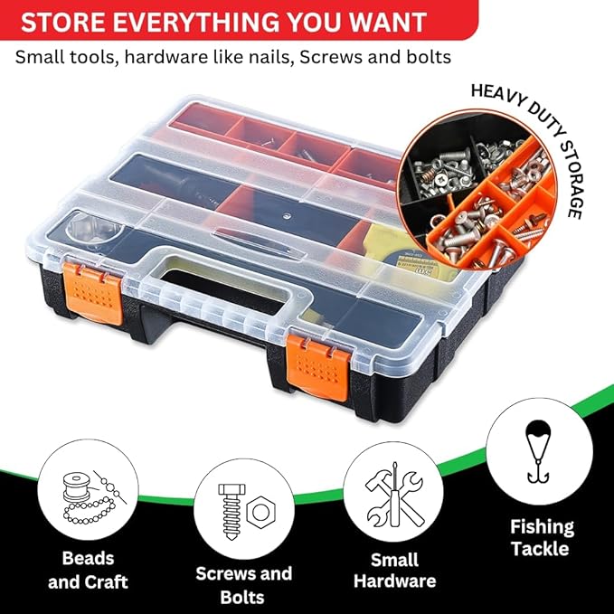 Andalus Tools Organizer Box, Small Parts Storage Multi-Compartment Portable - Image 8