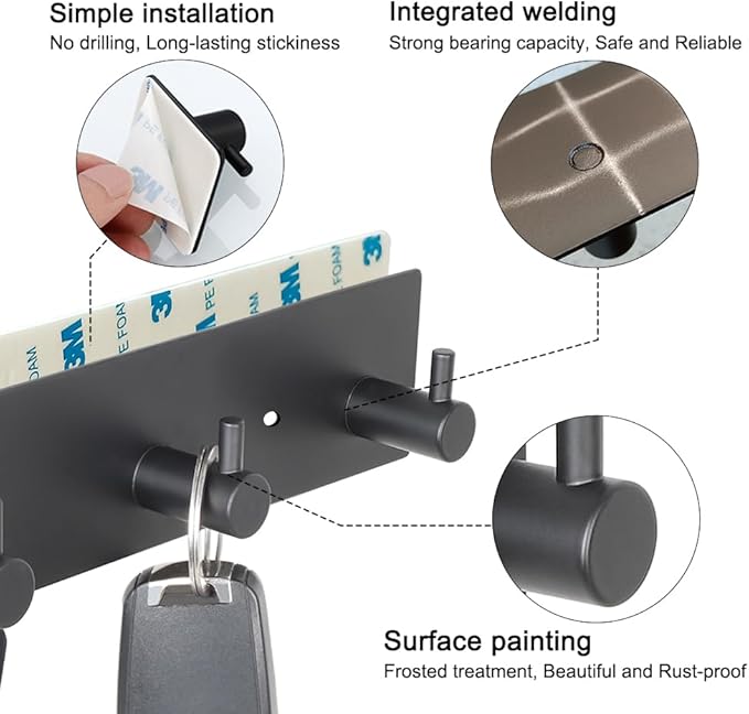 Key Hooks for Wall, Self Adhesive Key Holder for Wall - Image 2