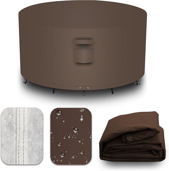 Heavy Duty Patio Furniture Covers Waterproof, 600D Round Outdoor Furniture by CNCZMH