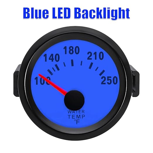 2" Universal Water Temp Gauge, 100-250℉ Blue LED Backlit DC 12V Thermometer Kit - Image 3