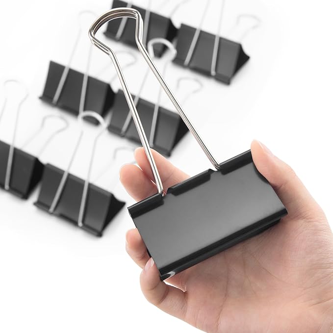 OWLKELA 3 Inch Jumbo Binder Clips, Extra Large Black Paper Clamps by OWLKELA