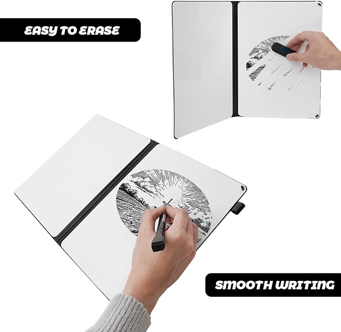 Portable White Board Small Dry Erase Board, A4 Reusable Notebook - Image 3
