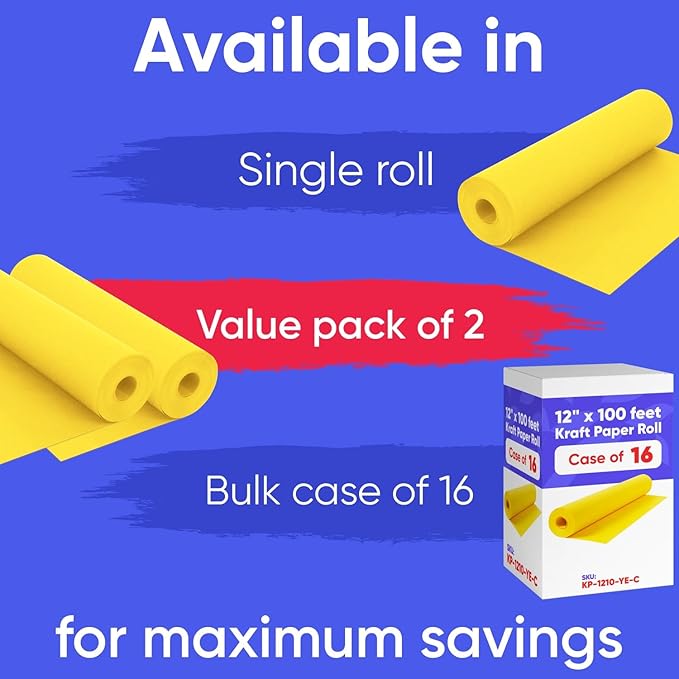 12" x 1200" Yellow Kraft Paper Roll - Image 2