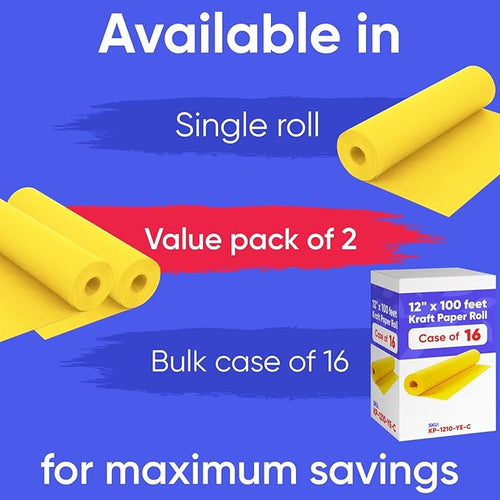 12" x 1200" Yellow Kraft Paper Roll - Image 2