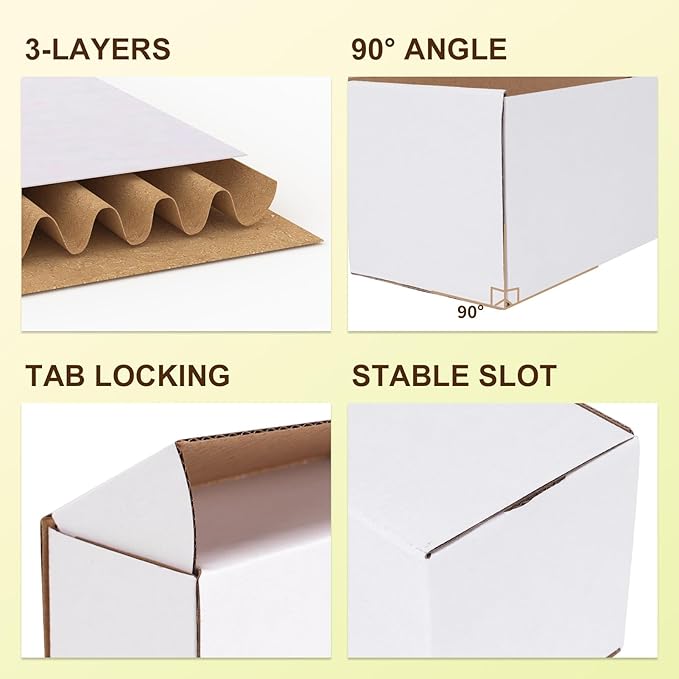 WIFTREY 8x6x6 inches Shipping Boxes set of 20 White Corrugated Cardboard Box - Image 4