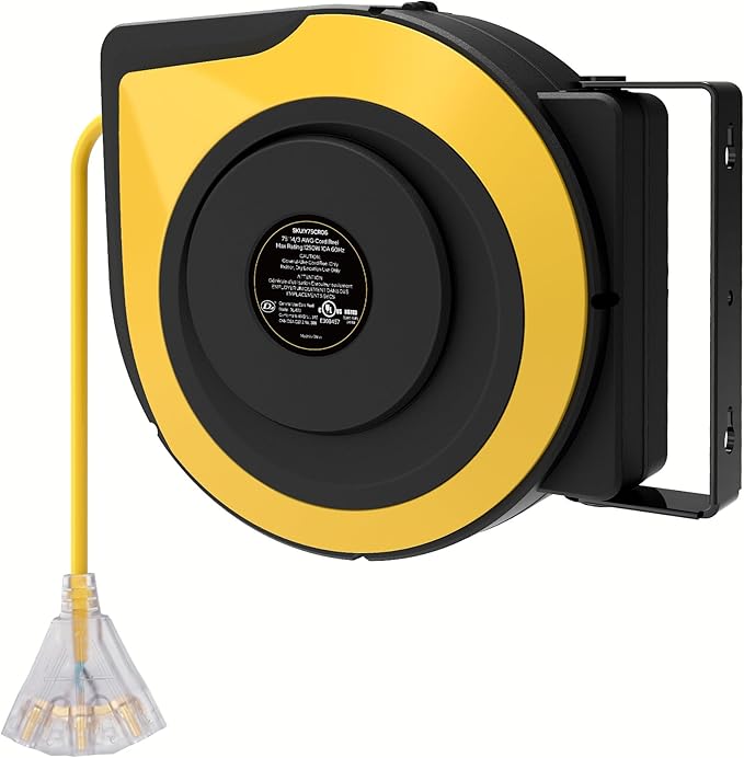 Retractable Cord Reel, 75 FT Heavy Duty Extension Cord, 14AWG/3C SJTOW - Image 9