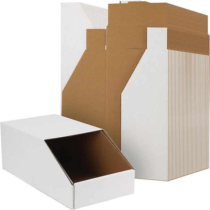 EXYGLO Stackable Cardboard Storage Bins 30 Pack, Corrugated Organizer Bins by EXYGLO