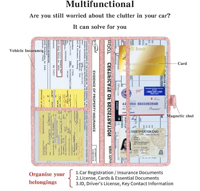 2 Ppack Leather Car Registration and Insurance Card Holder, Car Document Holder - Image 5