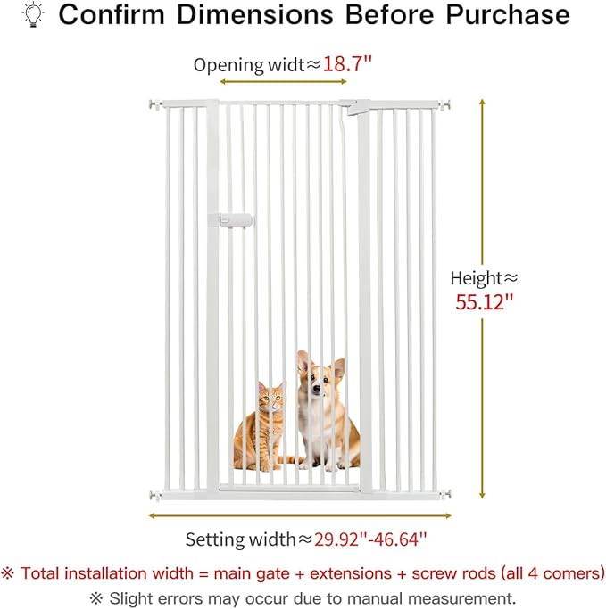 Lumizone Extra Tall Cat Gate 55.12" High Pressure Mounted Extra Wide 2025 New - Image 2