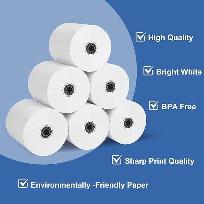 3" x 165' Kitchen Register Rolls, 1 Ply Bond Printer Receipt Paper POS Cash - Image 3