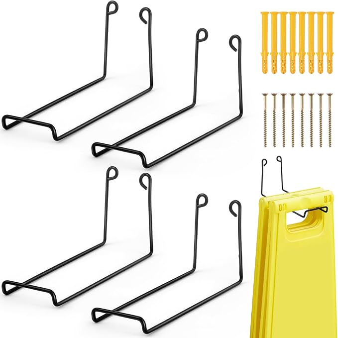 4 Pack Caution Wet Floor Safety Sign Hanger, Wall Mount Sign Hangers by Unknown