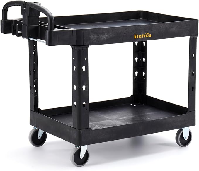 ELAFROS Extra Large Heavy Duty Plastic Utility Work Cart 43.5 x 24.6 Inch – 2 by ELAFROS