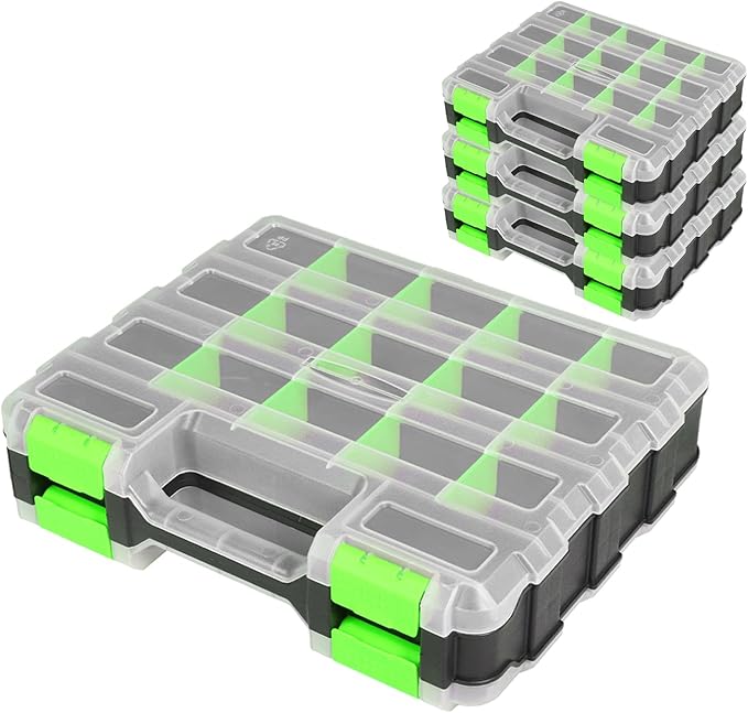 Tool Box with Transparent Lid, Double Side 34-Compartments Organizer Box with by JACKBOSS