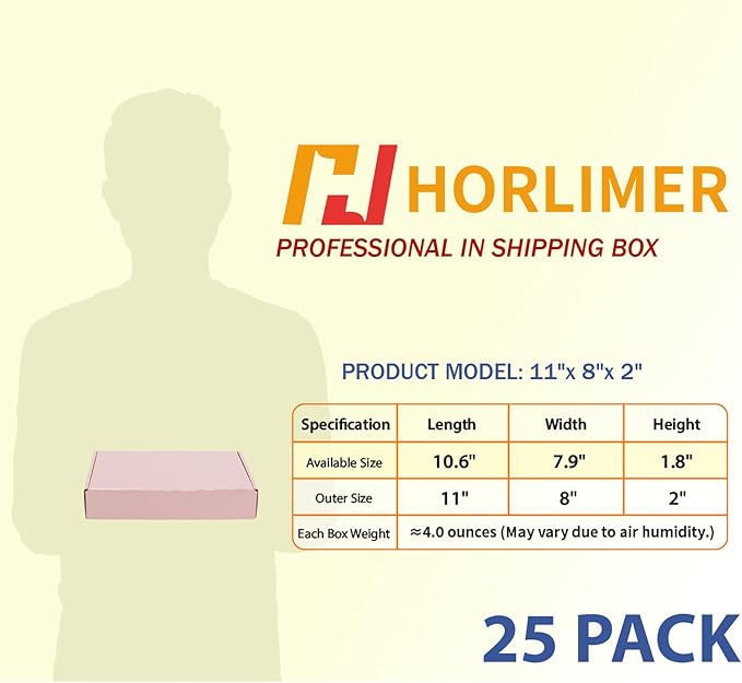 HORLIMER 11x8x2 inches Shipping Boxes Set of 25, Small Business - Image 2