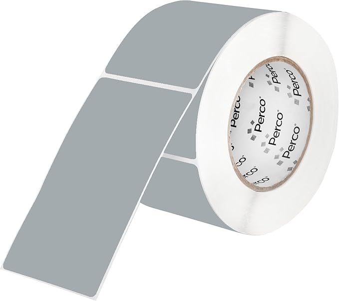 Perco Grey 3x5 Inch Perforated Sticker Labels — 150 Stickers Per Roll — by Perco