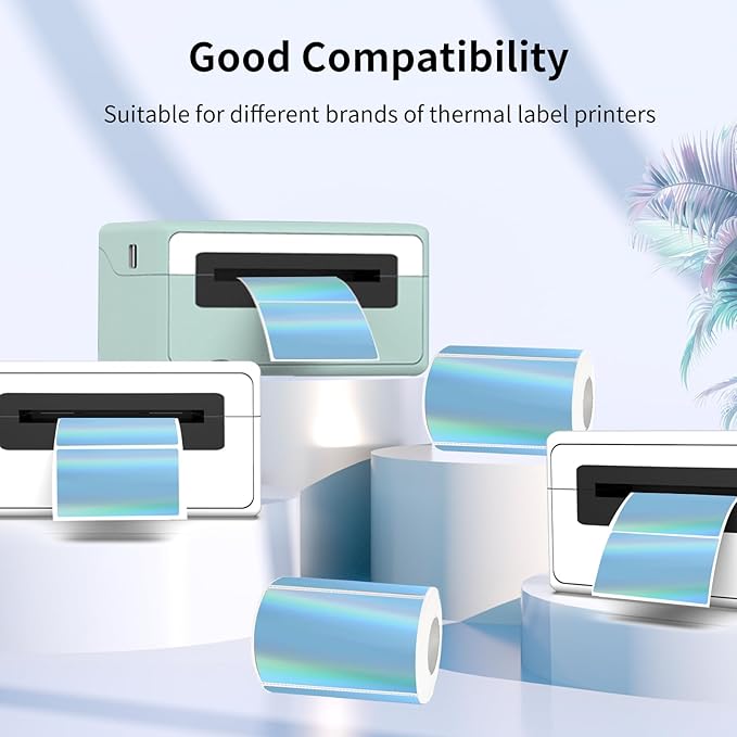 3x2 Inch Holographic Thermal Labels, Rainbow Glitter Stickers - Image 3