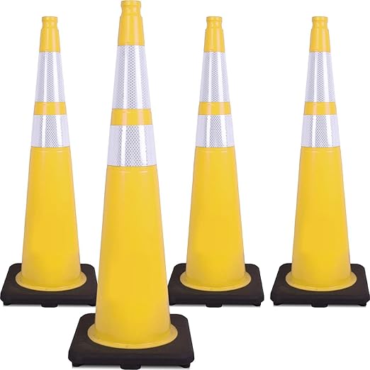 Fluorescent Orange/Green PVC Traffic Cones, Heavy Black Base Parking Lot Cone by OranLite