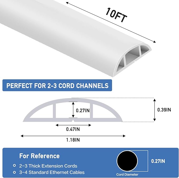 Floor Cord Cover Self Adhesive Cord Hider Floor Extension Cord Covers - Image 2
