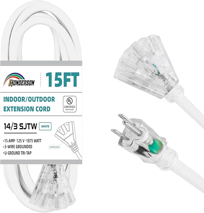3-Outlets Indoor Outdoor Extension Cord Weatherproof by HONDERSON
