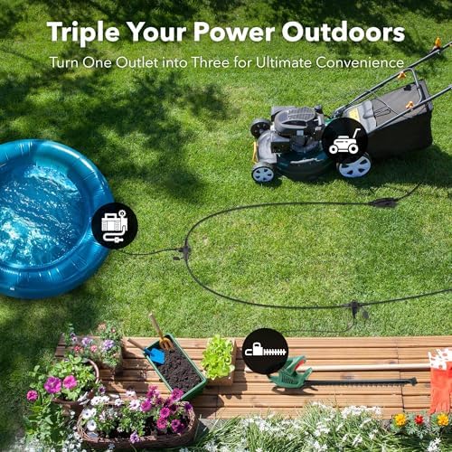 BN-LINK 25 ft Outdoor Extension Cord w/3 Inline Outlets 16/3 Gauge, SJTW for Landscaping & Holiday Decorations, Grounded, ETL Listed(Black) - Image 5