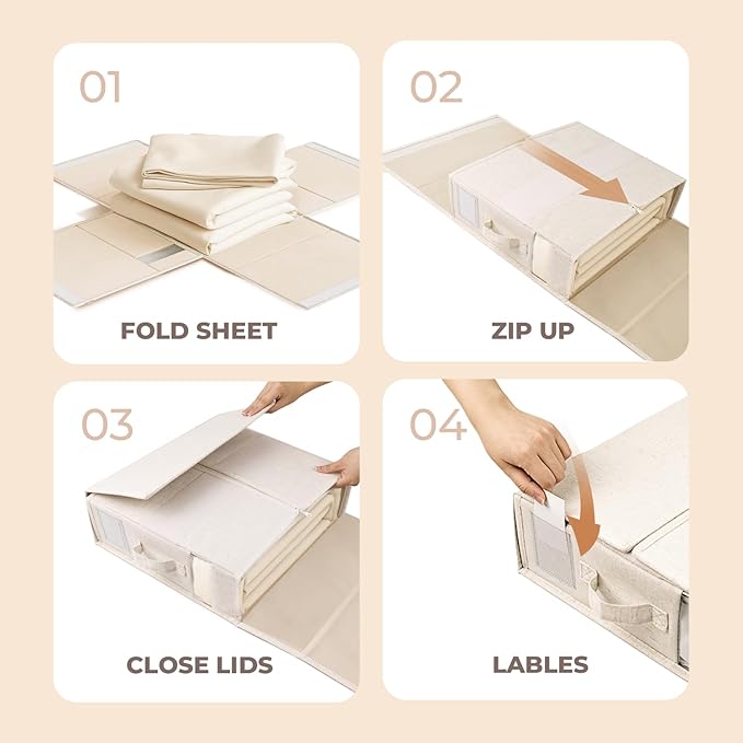 4Pack Linen Sheet Organizers and Storage - Image 7