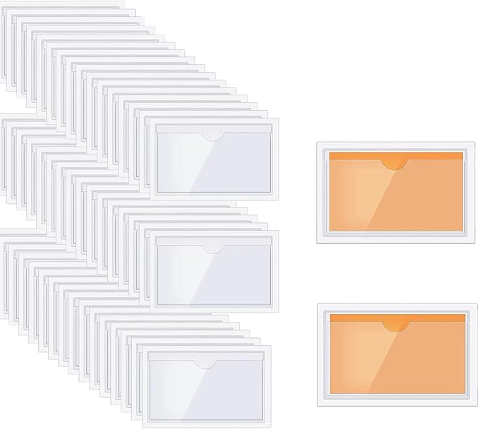 60pcs Self-Adhesive Label Holder, Waterproof Clear Adhesive Label Pockets by OwlFocus