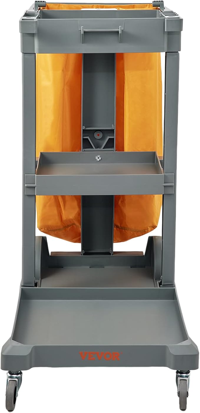 VEVOR Cleaning Cart, 3-Shelf Commercial Janitorial Cart, 200 lbs Capacity - Image 8
