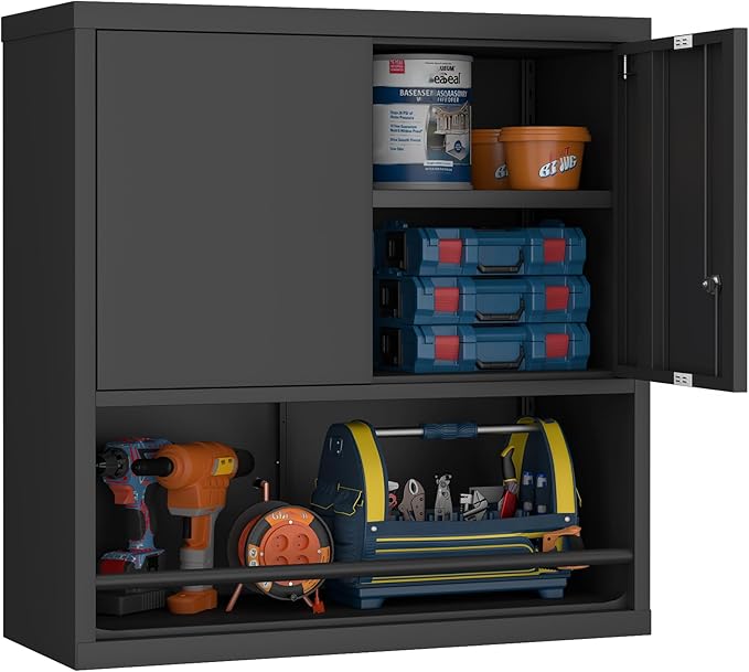 GREATMEET Garage Wall Cabinet, Metal Garage Storage Cabinets, Locking Utility by GREATMEET