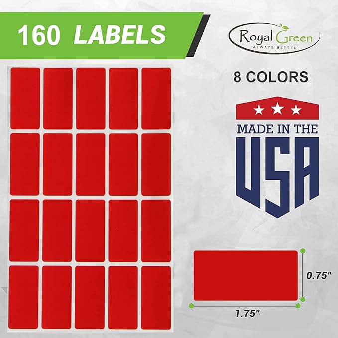 Royal Green Color Coding Labels Rectangle 1.57inch x 0.75 inch Rectangular - Image 2
