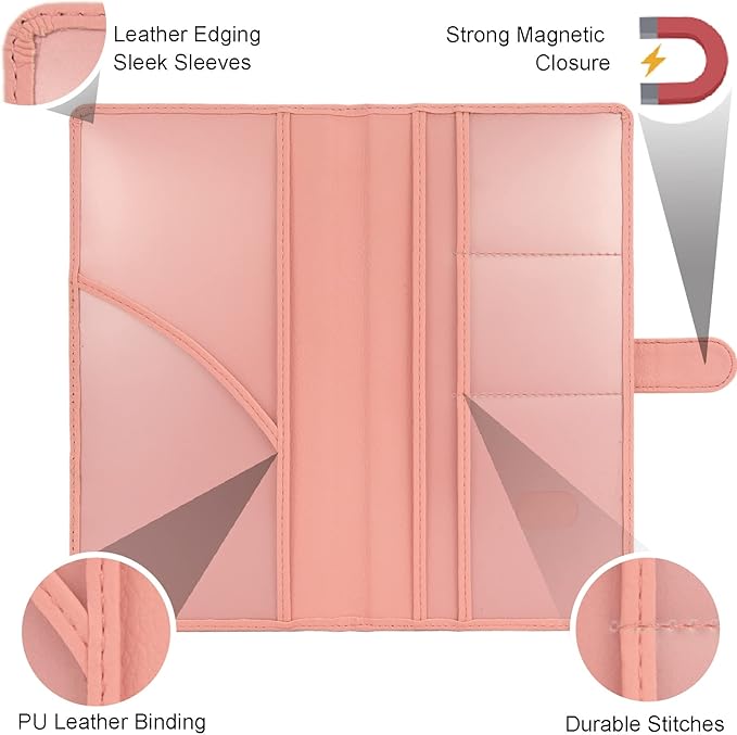 Car Registration and Insurance Holder, Leather Magnetic Shut Vehicle Glove Box - Image 2