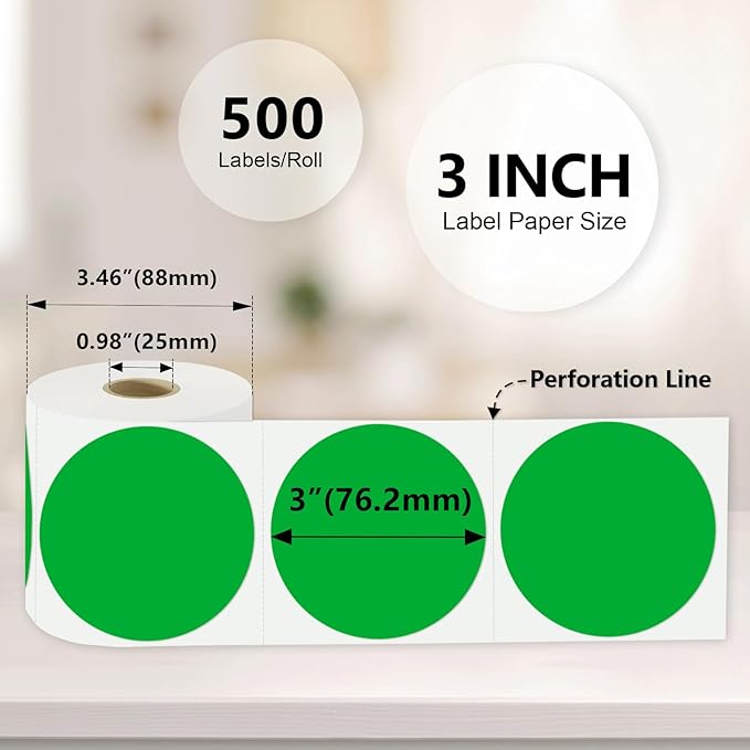 3 x 3Inch Round Color Coding Labels Circle Thermal Labels Printable Waterproof - Image 3