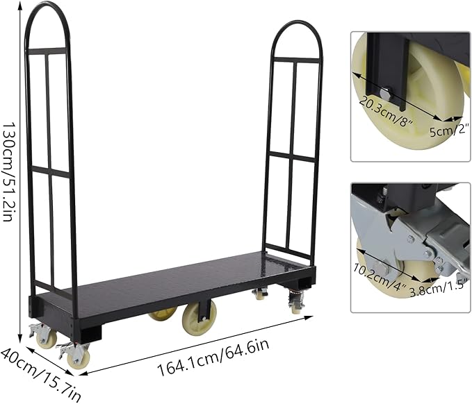 65"x16" U-Boat Steel Platform Cart Dolly - Image 6