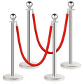 Stainless Steel Stanchion Post Queue, 5 ft Red Velvet Rope Red Carpet Ropes and by DMSKY