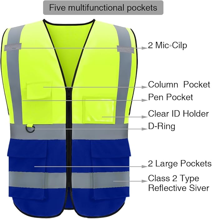 BeautyWill Custom Safety Vest Logo Class 2 High Visibility Reflevtive Vest - Image 5