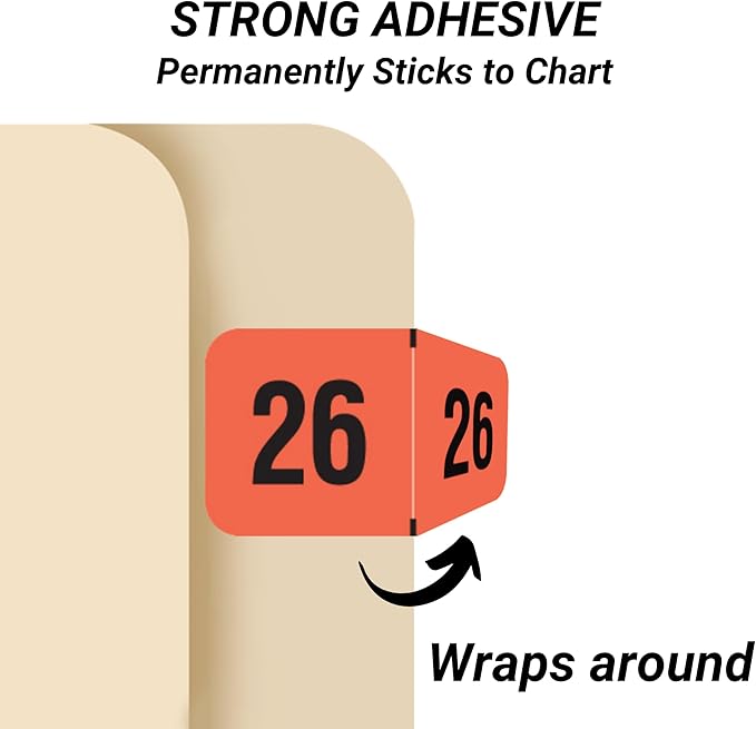 2026 Year Labels, Doctor Stuff 2026 Chart Stickers, Fluorescent Red Color Coded - Image 2