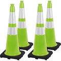 Fluorescent Orange/Green PVC Traffic Cones, Heavy Black Base Parking Lot Cone by OranLite