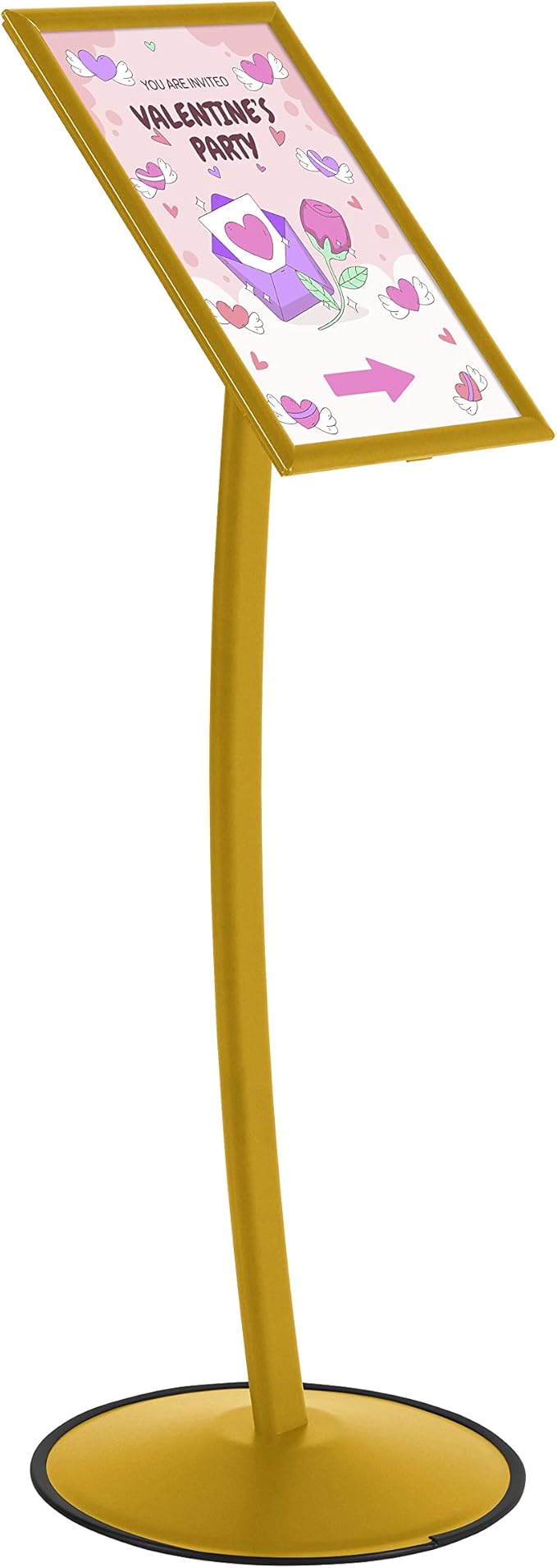 M&T Displays Simplistic Curved Menu Board 11x17 inch Gold Pedestal Sign Holder - Image 3