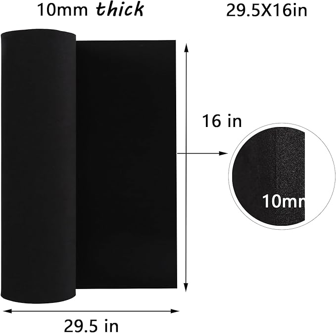 AMZQNART EVA Foam 10mm, Cosplay Foam 16x29.5 inch Black, High Density 90 kg/m³ - Image 2
