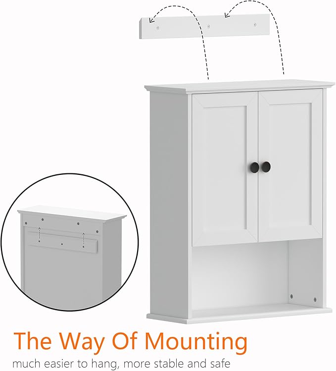 White Medicine Cabinet, 24x30 Inch Bathroom Cabinet Storage - Image 6