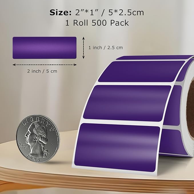 Purple Color Coding Labels 1 × 2 Inches Self-Adhesive Vinyl Rectangle Stickers - Image 7