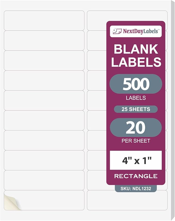 NextDayLabels – 4” x 1" Rectangular Sticker Labels by NextDayLabels