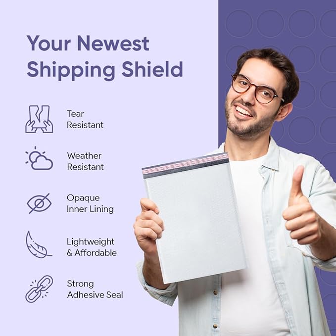 White 8.5x12 Inch Poly Bubble Mailers #2 |Self Seal Padded Envelopes | Air - Image 4