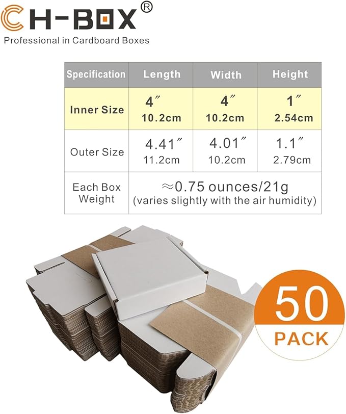 50 Pack 4x4x1'' Small Shipping Boxes, Corrugated Cardboard Mailers - Image 3